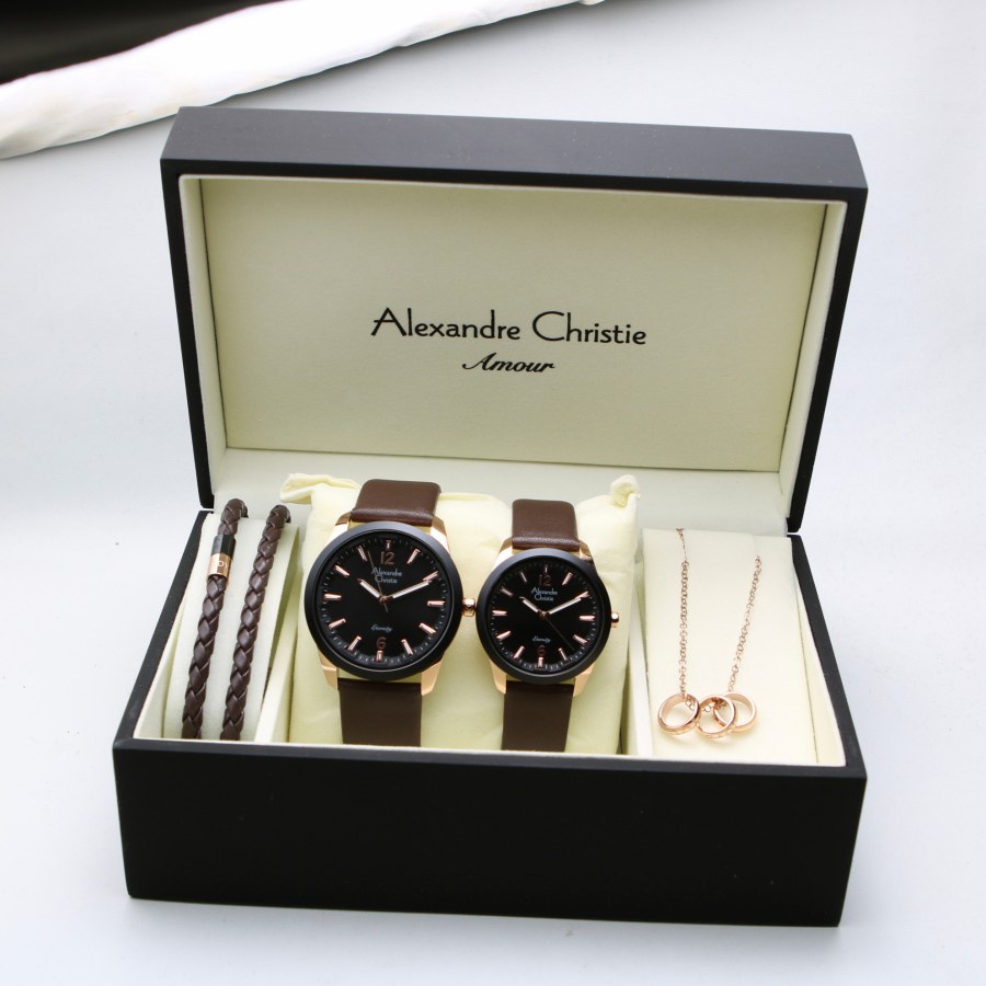 ALEXANDRE CHRISTIE AC 8651 ROSEGOLD BLACK BROWN COUPLE PAKET. ORIGINAL