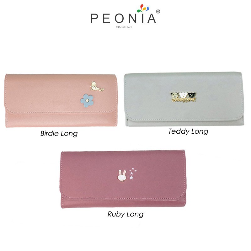 Peonia Dompet Wanita Panjang Hp Wallet Koin Import Trendy 