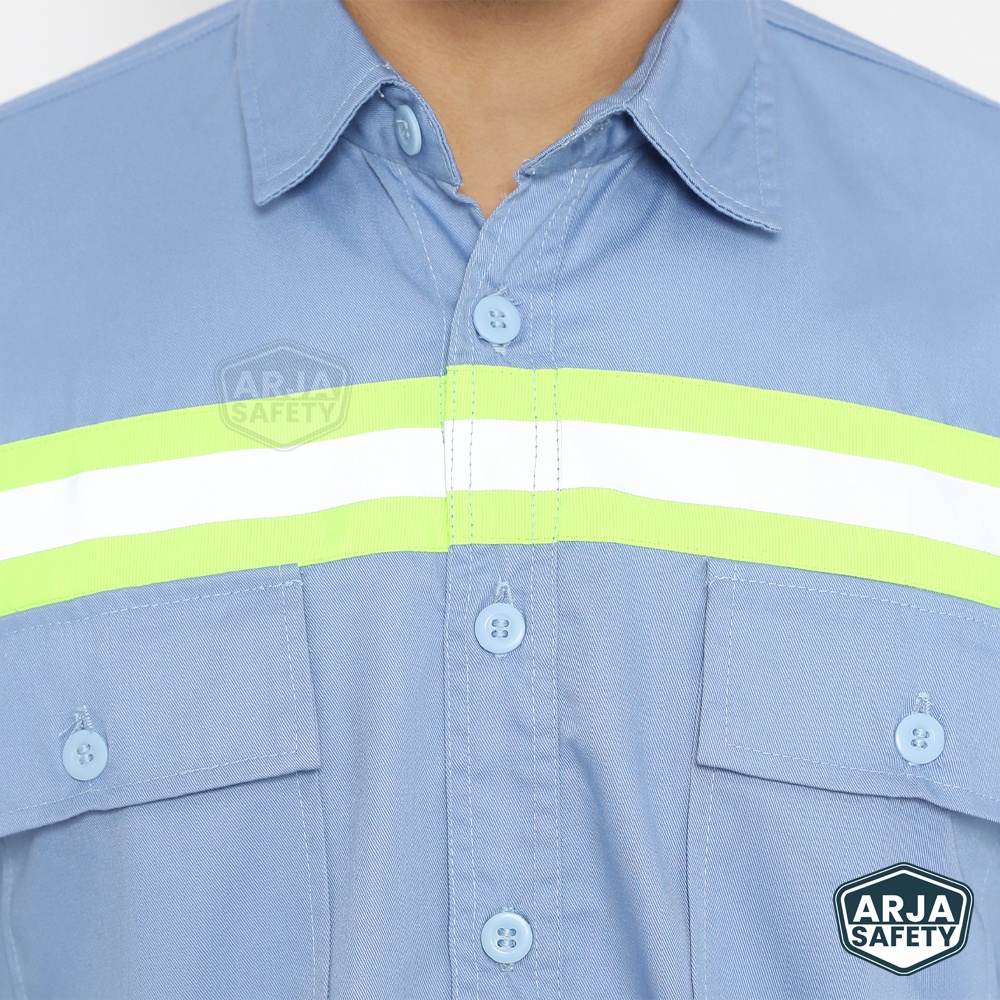 ARJA SAFETY [ FREE LOGO SAFETY &amp; BENDERA ] Kemeja Safety Lengan Panjang, Baju Proyek, Baju Safety, Baju Lapangan, Wearpack Atasan, Wearpack Atasan Lengan Panjang