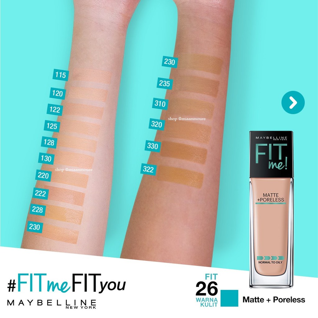 Maybelline Fit me Matte Poreless Foundation палитра