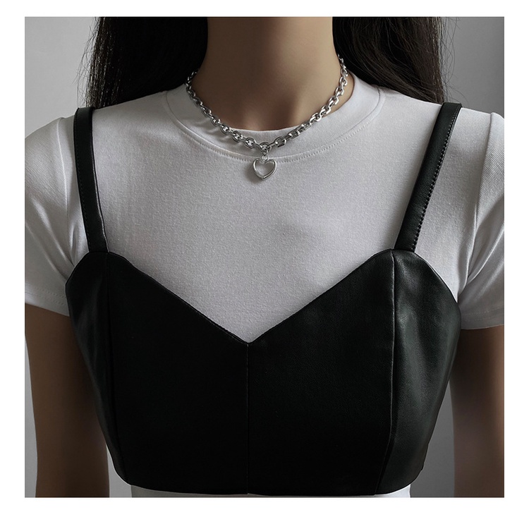 Hip Hop Hollow Love Necklace Female Clavicle Sweater Chain