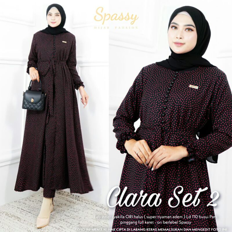 CLARA &amp; RAMIA Set (long tunik &amp; celana) Ori by Spassy