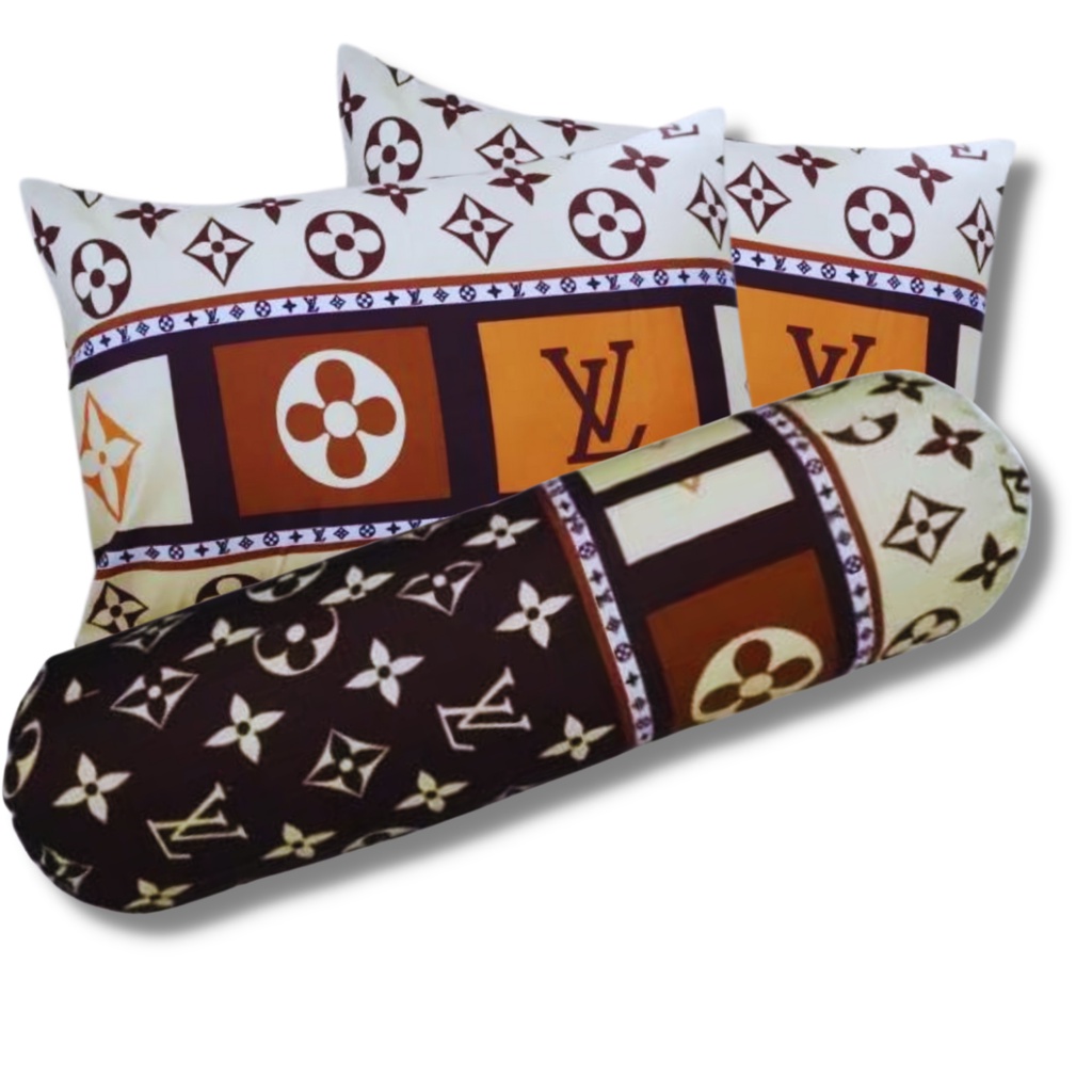 sarung bantal guling 1set murah motif aesthetic lv classic bahan katun disperse warna tidak luntur