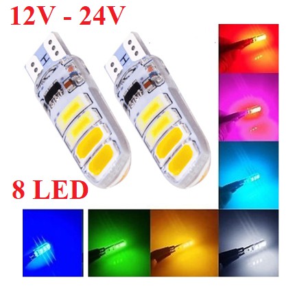 Lampu T10 5630 Senja Sen Sein Kedip 8 LED  12 - 24 Volt  24V Crystal Jelly MOBIL Motor Bis Bus Truck