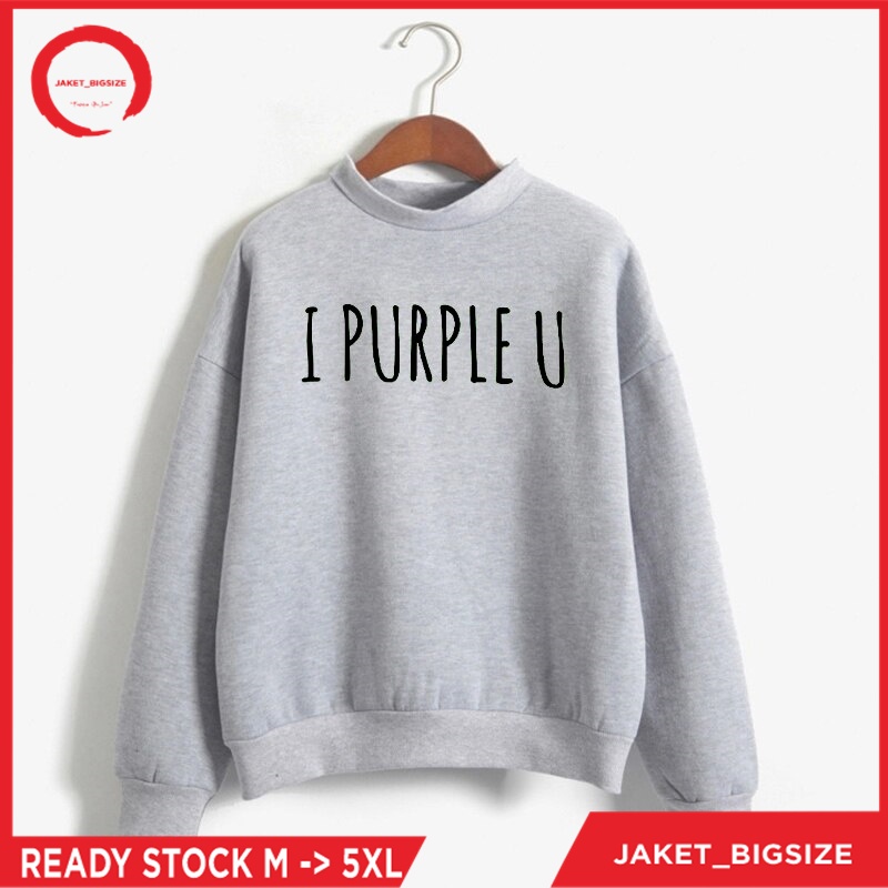 Hoodie Hodie I purple you jumbo bigsize wanita ukuran m l xl xxl xxxl xxxxl xxxxxl