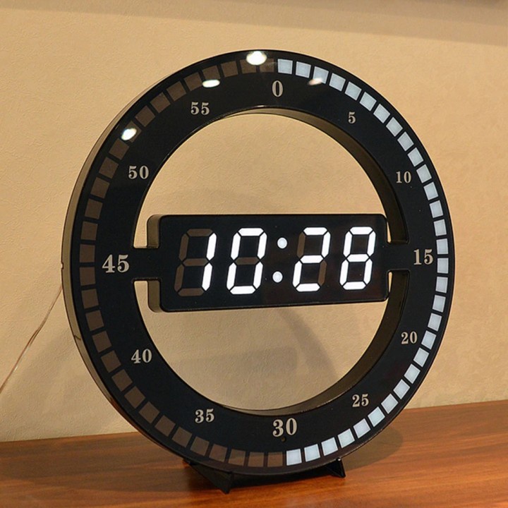 Creative Mute Hanging Wall Clock Digital LED Display - HC-012