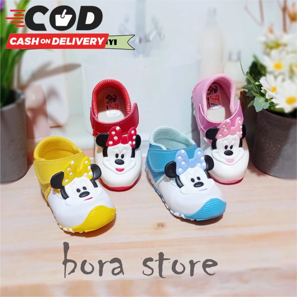 Borahe-Sepatu Anak Perempuan Usia 1 -3 Th/Sepatu Anak Balita Murah/sepatu bunyi cit cit - mickey mouse