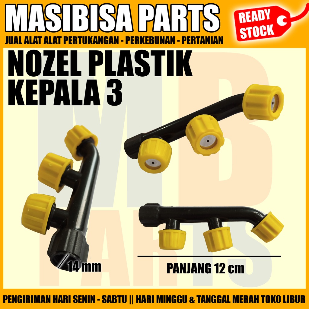 Nozzle plastik kepala 3 / 3 lubang / titik / mata sprayer elektrik