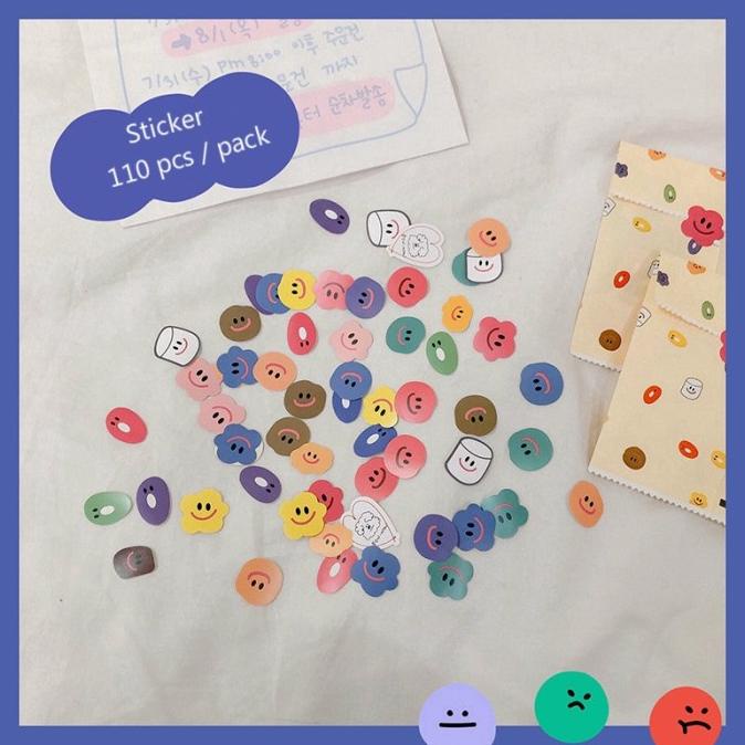 

110Pcs Pack Stiker Kertas Motif Smile Lucu untuk Alat Tulis Sekolah Ka