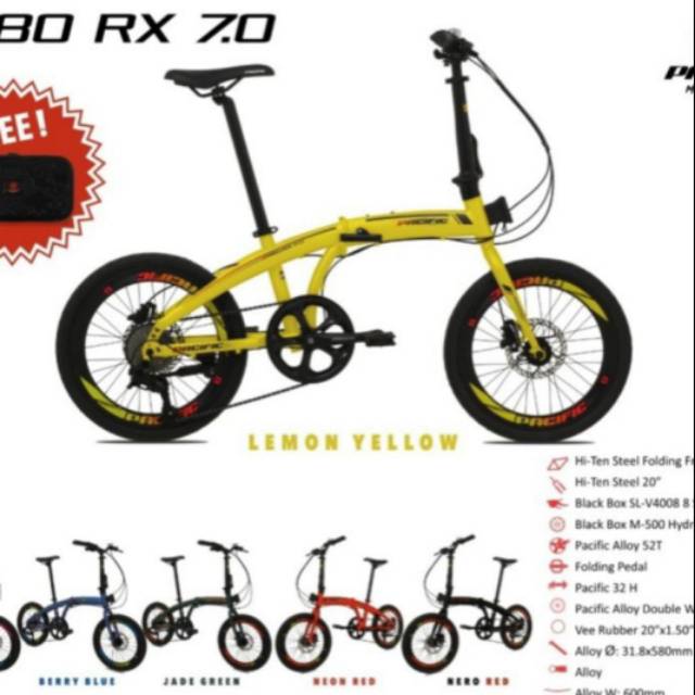 Sepeda lipat 20" Pacific 2980 RX 7.0 (Free Tas)