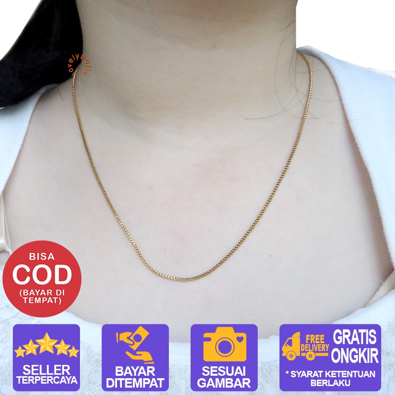 Rantai Kalung Titanium Anti Karat Italy Rantai Kalung Ukuran 45 cm Warna Emas - Lovelybutik