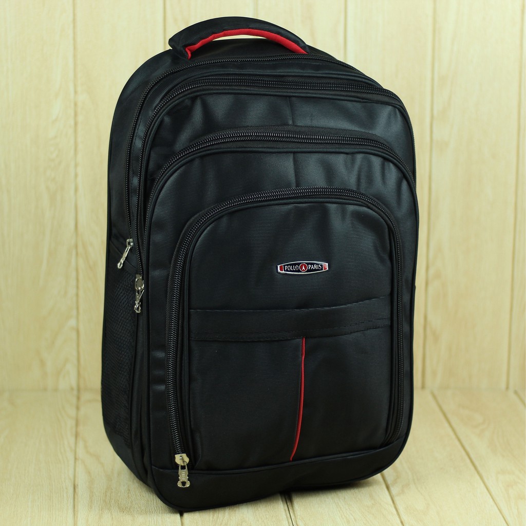 Ransel Gendong Pria Polo Mikro Hitam Tas Punggung Laptop Cowok SMP SMA Keren Berkualitas Keren Awet Backpack Pria Hitam Polos Tebal Bonus raincover Murah