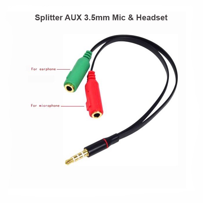 Kabel Audio Splitter 3.5mm Male to 3.5mm Microphone and Headphone