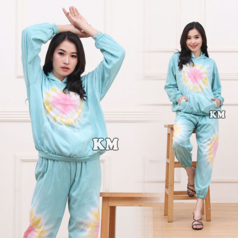 One Set Wanita Panjang Model Hoodie Cotton Adem Murah