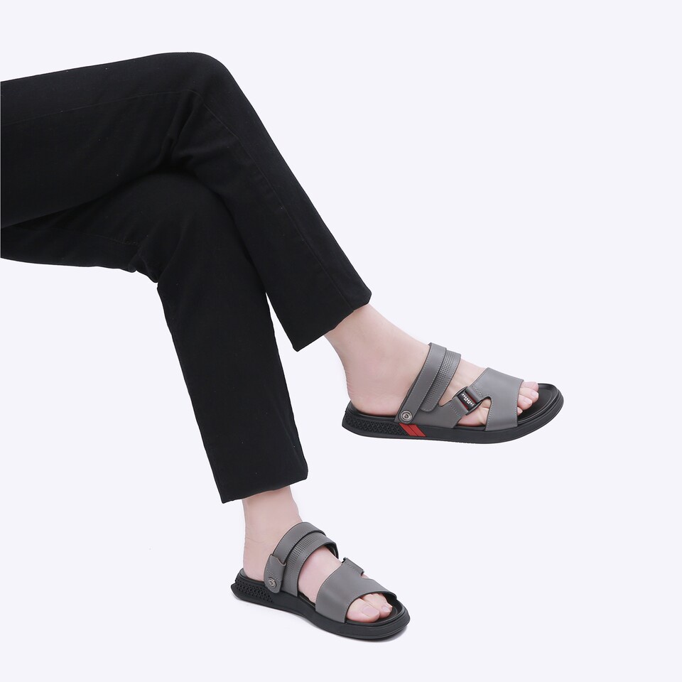 SANDAL KULIT EVERBEST PRIA ORIGINAL SLINGBACK CASUAL ASLI ABU-ABU EM30