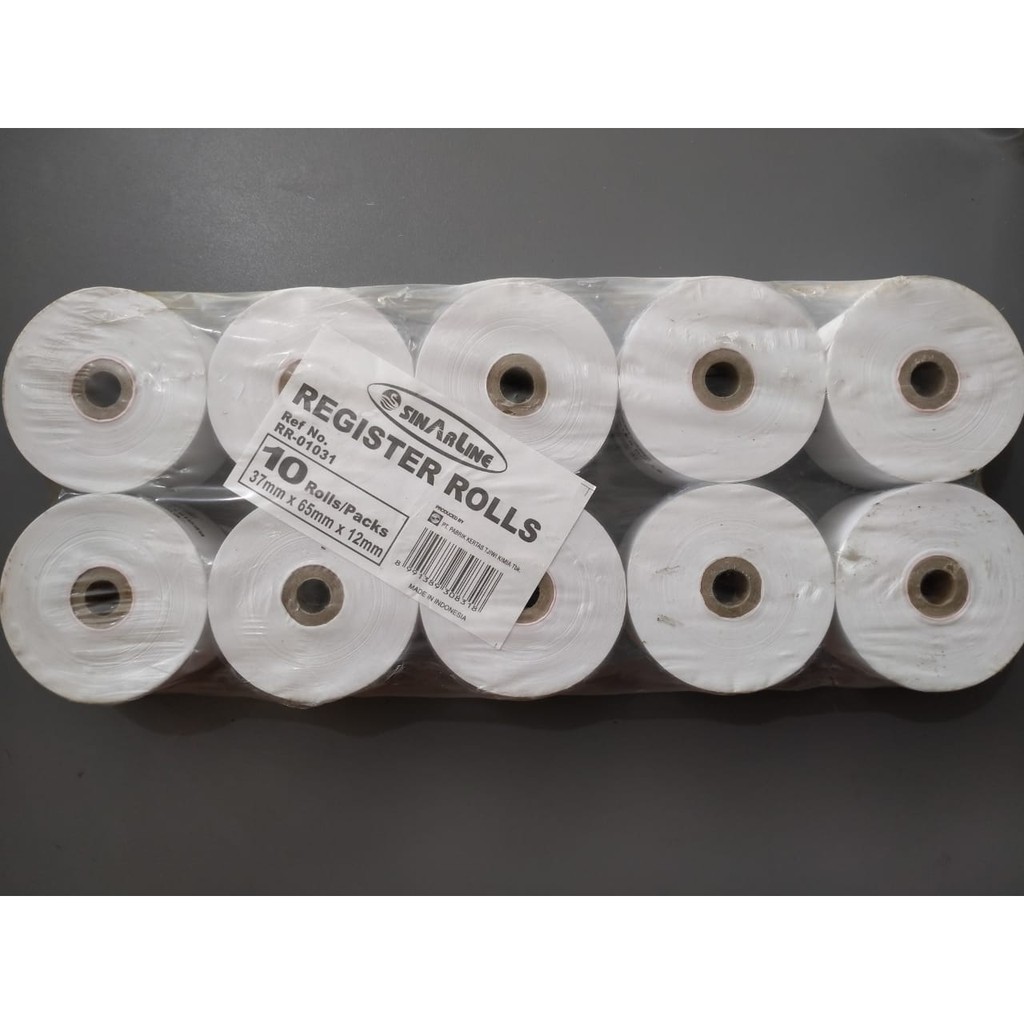 

Paperoll Kertas Kasir HVS Ukuran 37 x 65mm 1 Ply Sinarline-10 Roll/ TERMURAH