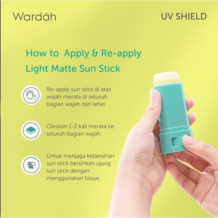 Wardah Stick UV Shield Light Matte Sunscreen SPF 50 PA++++ 22gr