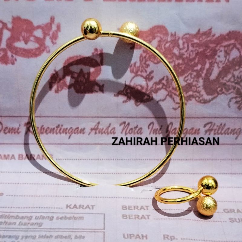 GELANG BOLA CINCIN  EMAS 24 K ANTI LUNTUR ANTI KARAT PERHIASAN WANITA TREND