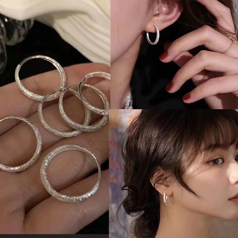 Anting Tusuk Sterling Silver 925 Model Bulat Gaya Korea Untuk Wanita