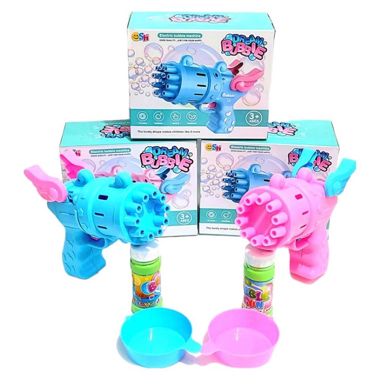 Mainan anak bubble dream pelembung / Pistol gelembung sabun Otomatis Bubble Gun WINGS 10 mata