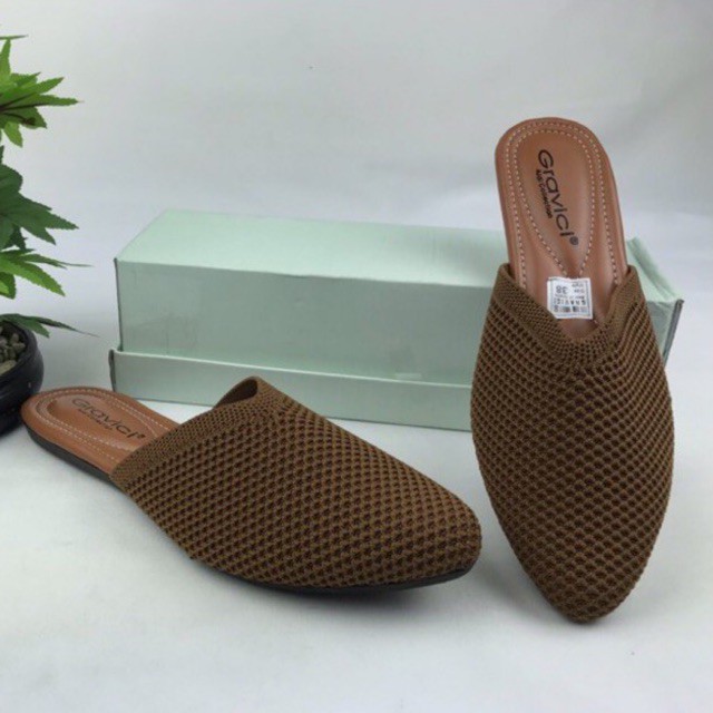 Sandal Flat Wanita Slip On Bahan Rajut Import SF-64 GRAVICI