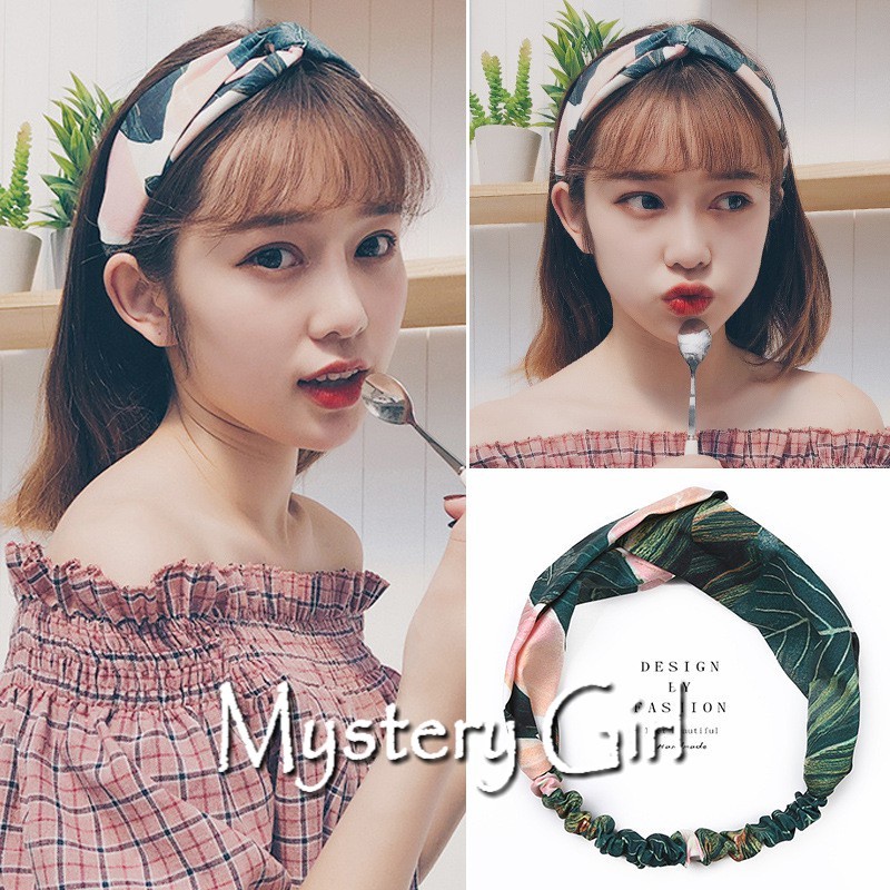 Mysterygirl - Jepit Rambut BANDANA POLOS RAMBUT ALA KOREA BANDA RAMBUT WANITA AKSESORIS Rambut  Motif Bunga Kekinian Import COD