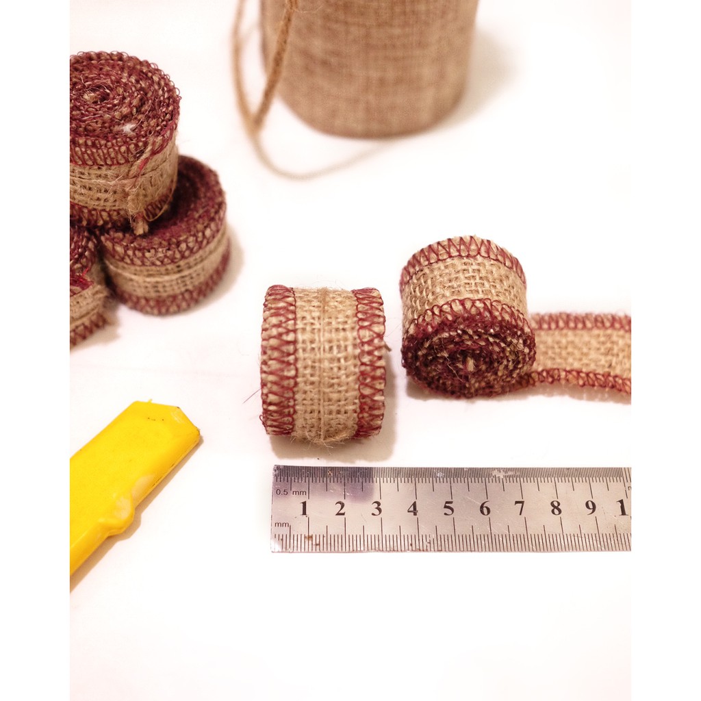 PITA GONI MAROON 3CM x 115CM - PITA HAMPERS - PITA KADO - DEKORASI PESTA - BURLAP RIBBON