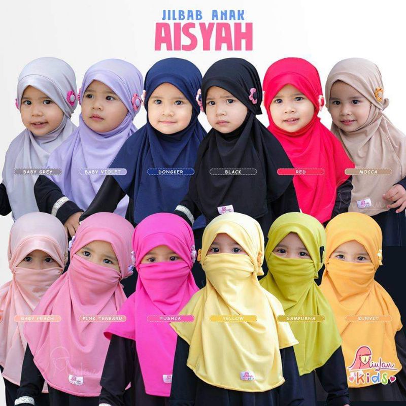 Jilbab Anak Aisyah Miulan / Jilbab Anak Miulan / Jilbab Anak Masker / Jilbab Jersey Anak / Jilbab An