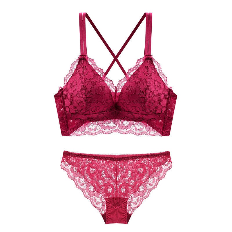 ANGELA PREMIUM JAPAN Bra BH Push Up Set Tanpa Kawat Celana Dalam Wanita Bikini Sport Beha Lingerie Korea Fashion Bralette Remaja Perempuan Sexy Pakaian Dalam COD Renang Motif Cewek Pita Bunga Murah Elora Jumbo-Red Wine