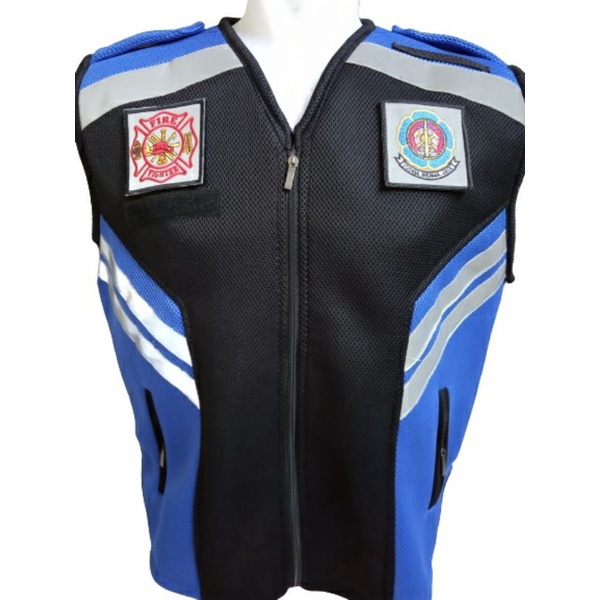 Rompi damkar biru x hitam rompi jaring tebal rompi dinas rompi lapangan