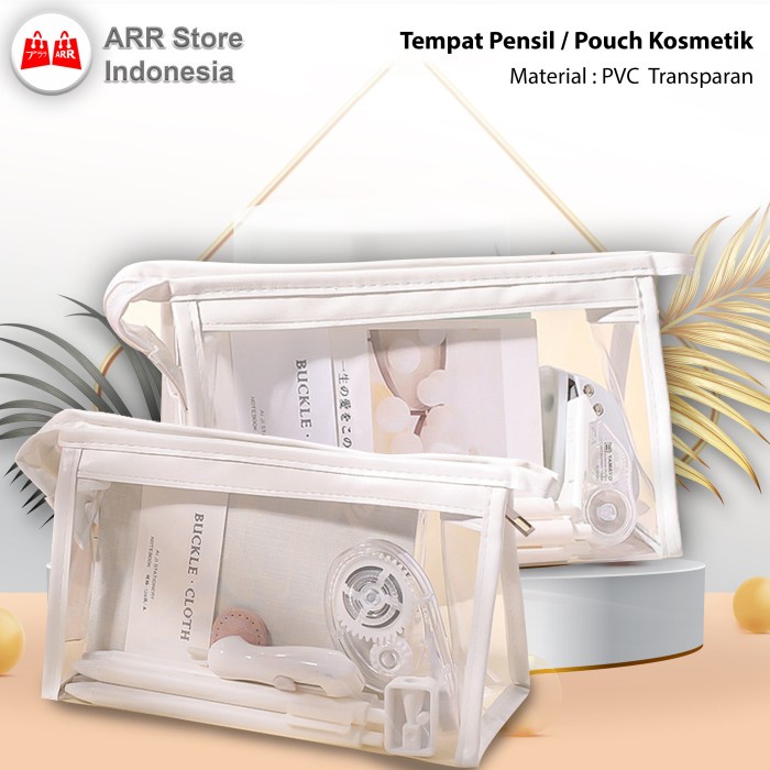 Tempat Pensil Pouch Kosmetik Ritsleting Transparan