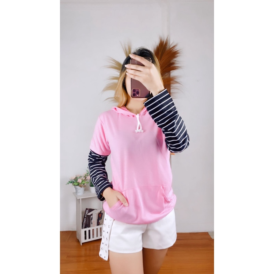 RX FASHION - SABYAN SWEATER HOODIE - SWEATER COMBI SALUR 1L