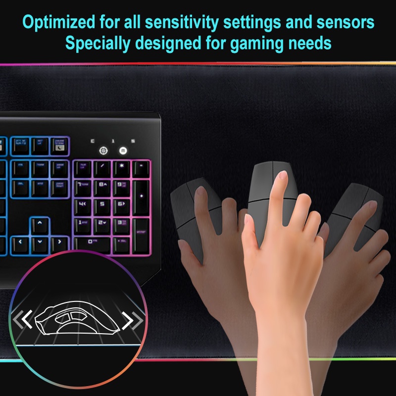 ColorCoral RGB Mouse Pad Gaming XL 80*30cm Glowing LED High Precision Mousepad