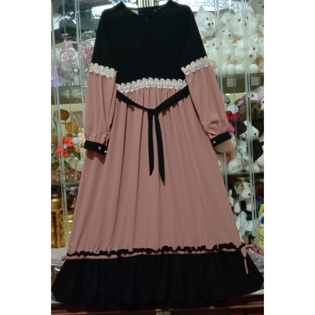 Dress kombinasi ceruttibabydoll variasi renda besar/dress modis bandung indonesia