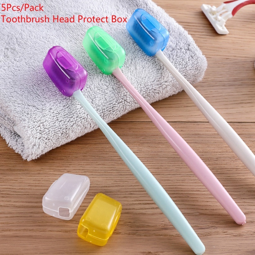 5Pcs/Pack Creative Portable Plastic Toothbrush Head Protect Box for Toothbrush Storage Travel Accessories