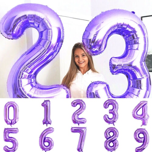 Balon Angka Jumbo Ungu/Hitam 100cm