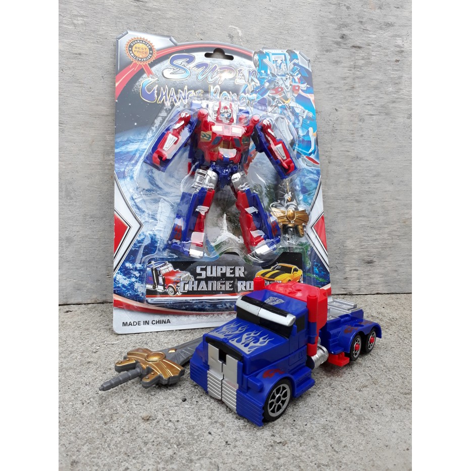 mainan anak - robot Transformers mobil truk optimus prime