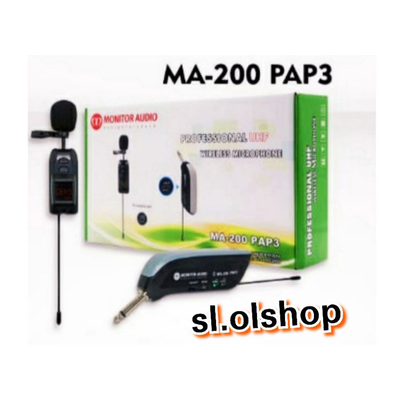 MIC MONITOR AUDIO MA-200 PAP3/MIC WIRELESS CLIP ON PORTABLE MIC BAGUS