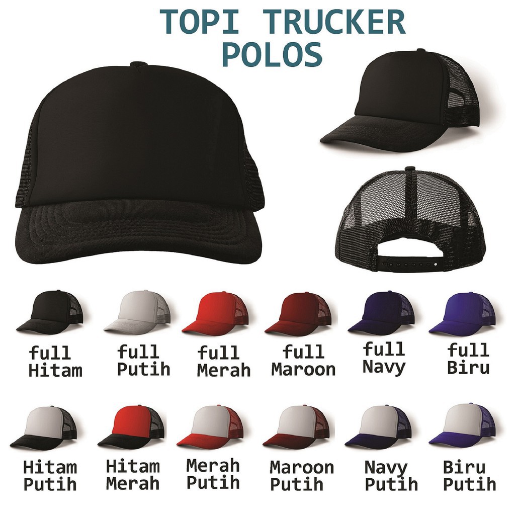 topi trucker polos banyak warna