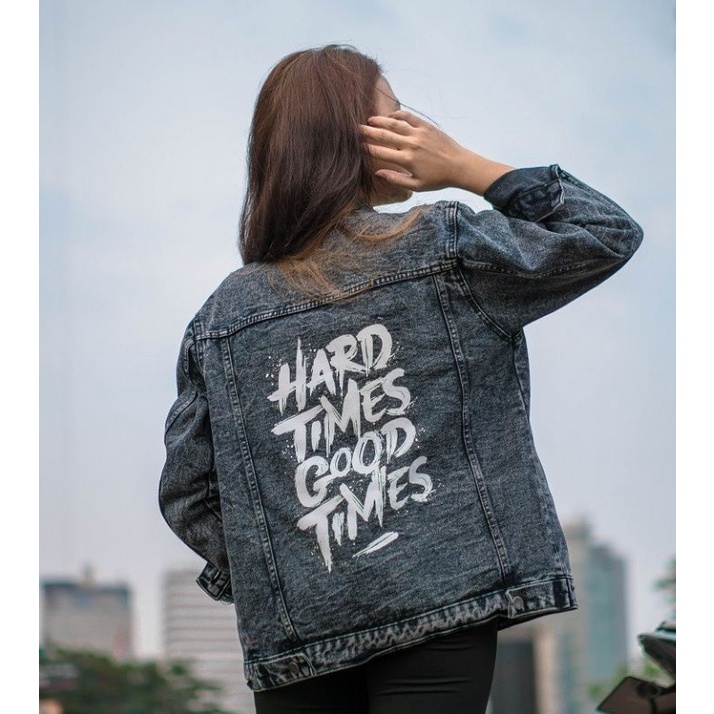 Jaket Jeans Cewek/Wanita Sandwash Hard Times Good Times Premium