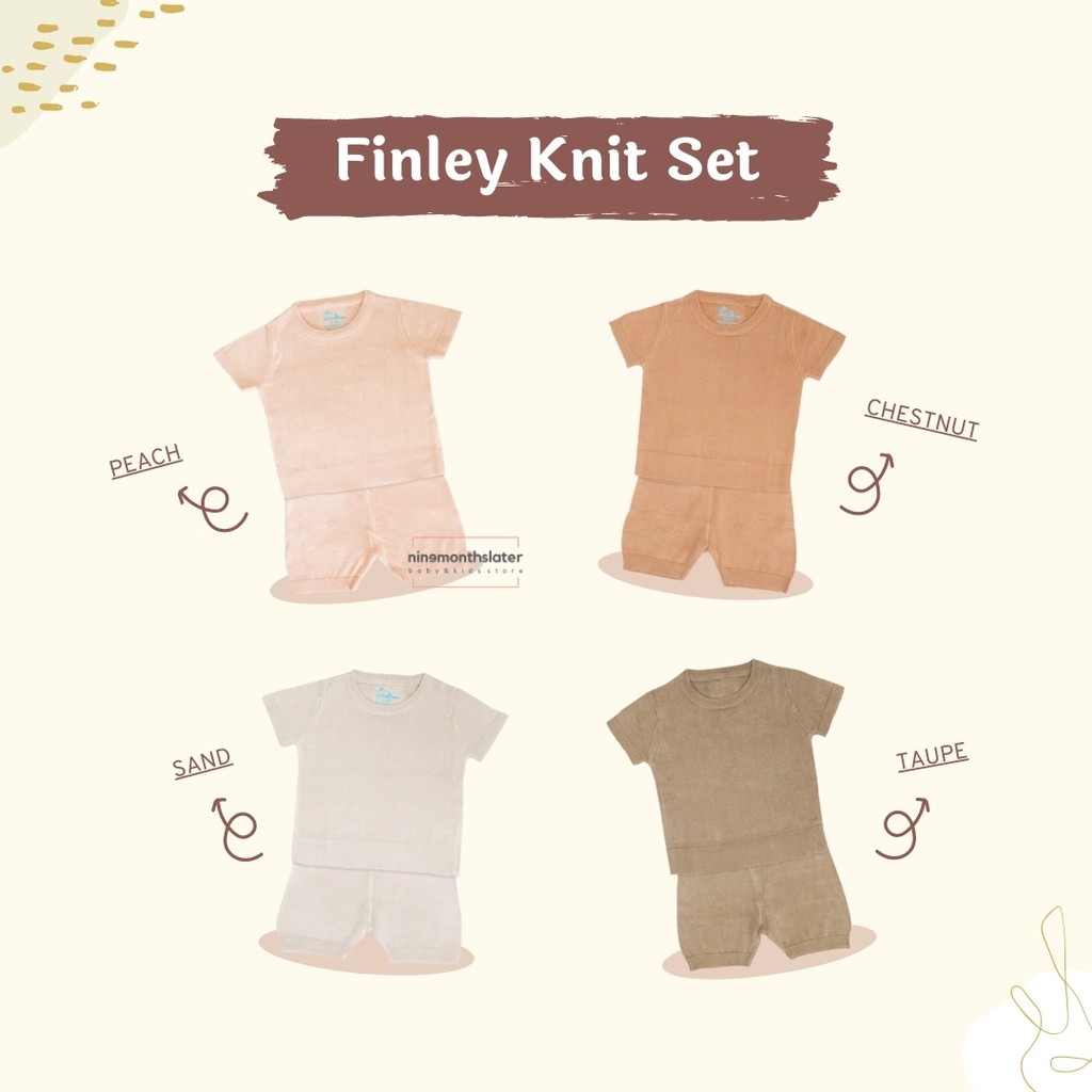 Bamboo And Bub Finley Knit Short Sets - Baju Setelan Anak Kecil Bayi Lucu Rajut Bamboo Bambu Adem Rumah