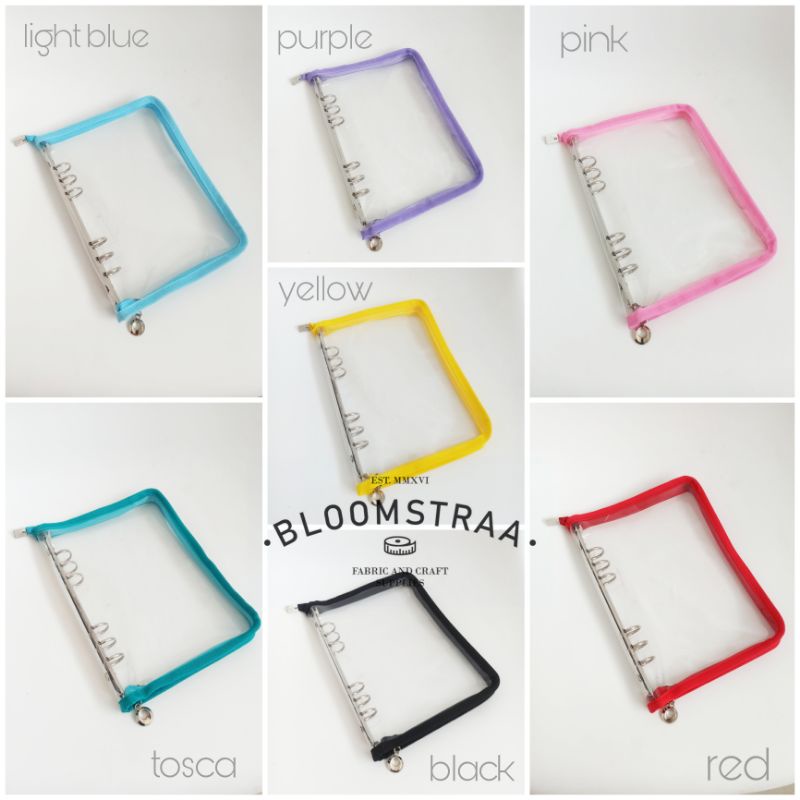 A5R6 Clear Cover Binder Zipper A5 Ring 6 Loose Leaf Mika PVC Transparan