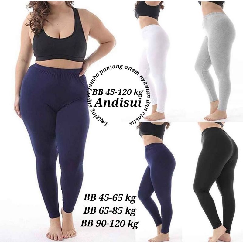 Legging Super Jumbo Panjang Polos BB dari 45 kg - 120kg BIG SIZE L-XXXXL