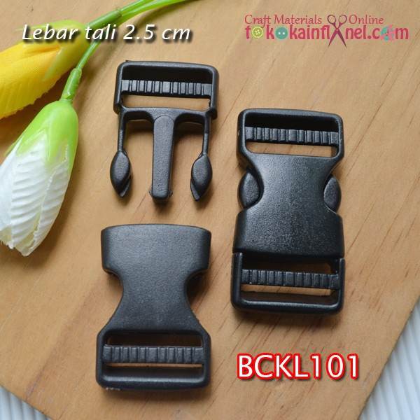 Bckl101 Buckles Plastik Hitam Kunci Sodok Bs Utk Kepala Gesper Utk Tali Lebar 2,5cm