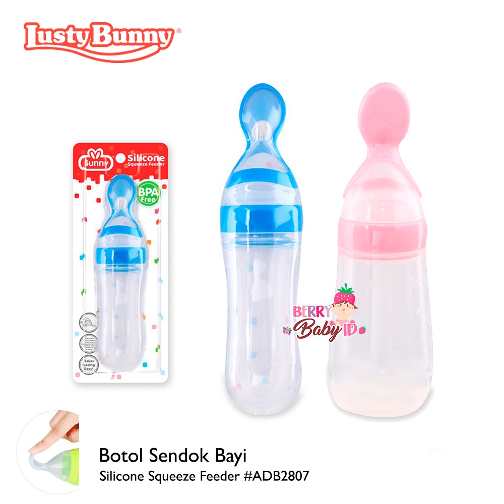 Lusty Bunny Silicone Squeeze Feeder Botol Sendok Bayi #ADT2807 Berry Mart