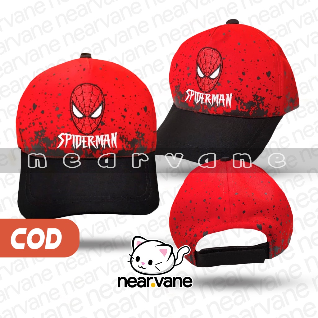 Topi Anak Superhero Spiderman Print dan Bordir Laki Laki Perempuan Usia Umur 2 3 4 5 6 7 8 Tahun Cowok Cewek Original Murah