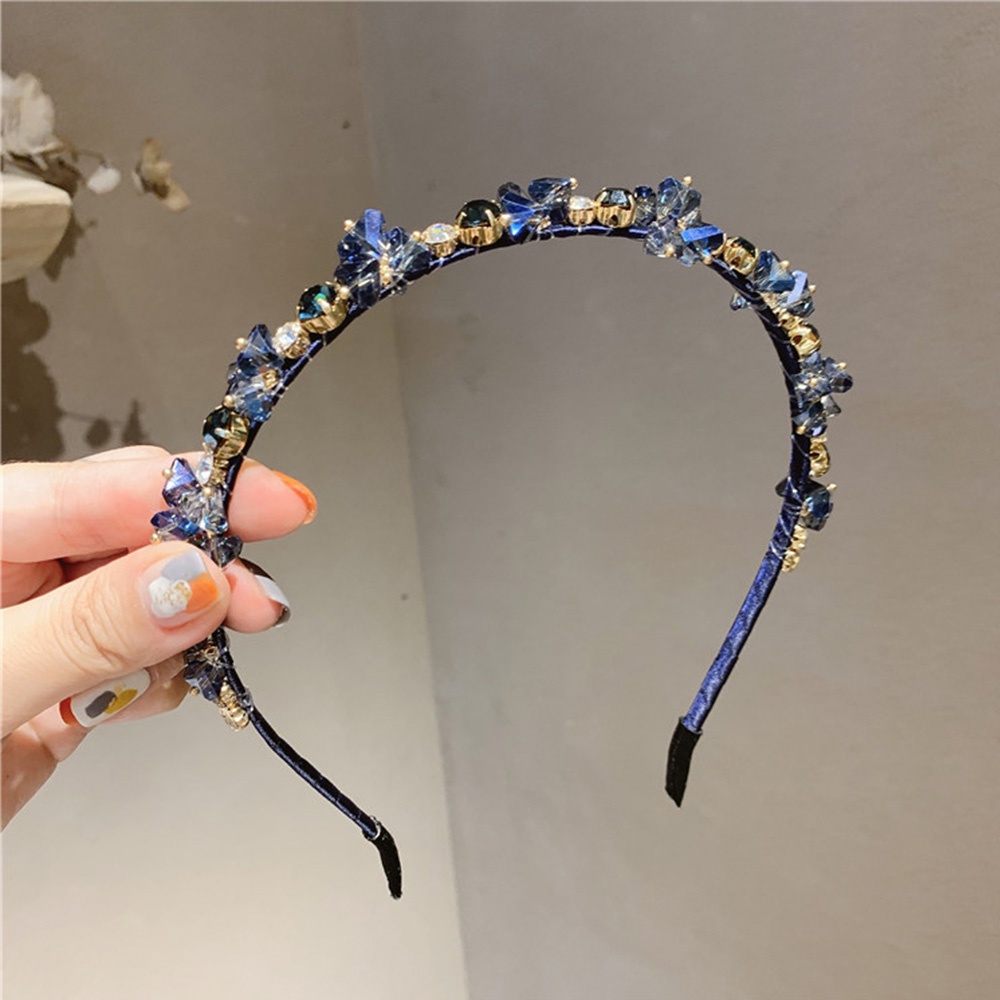 Needway  French Rhinestone Luxury Hair Accessories Crystal Women Elegant Alloy Bride Hair Hoop/Multicolor