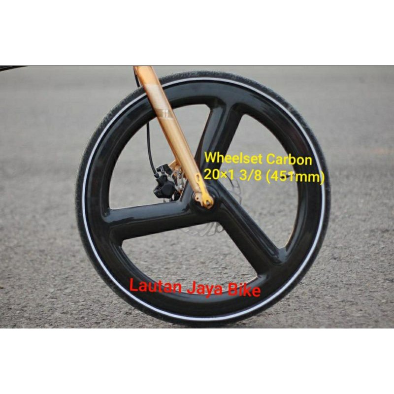 Wheelset Carbon sepeda lipat 20 × 1 3/8 (451MM)