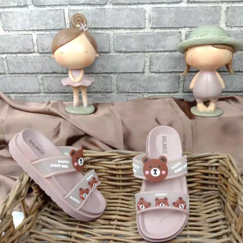 Sandal anak cewek Bear 26-35/Sandal Selop Wedges Anak Ban 2 Bear