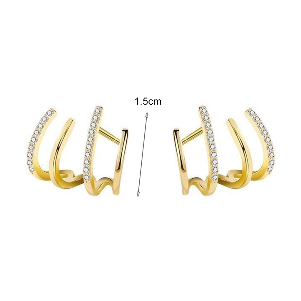 Hu Hu Hu Hu Hu Alat Bantu Pasang Kacamata♡ 1 Pasang Anting Stud Bentuk U Empat Baris Gaya Korea